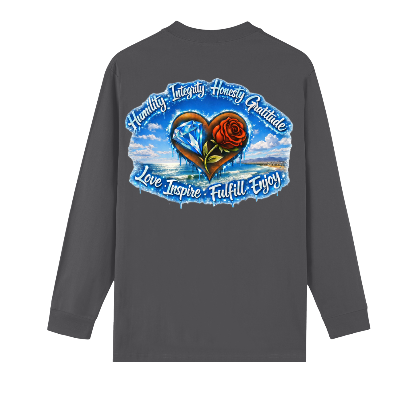 Cold blue lettering Long sleeve