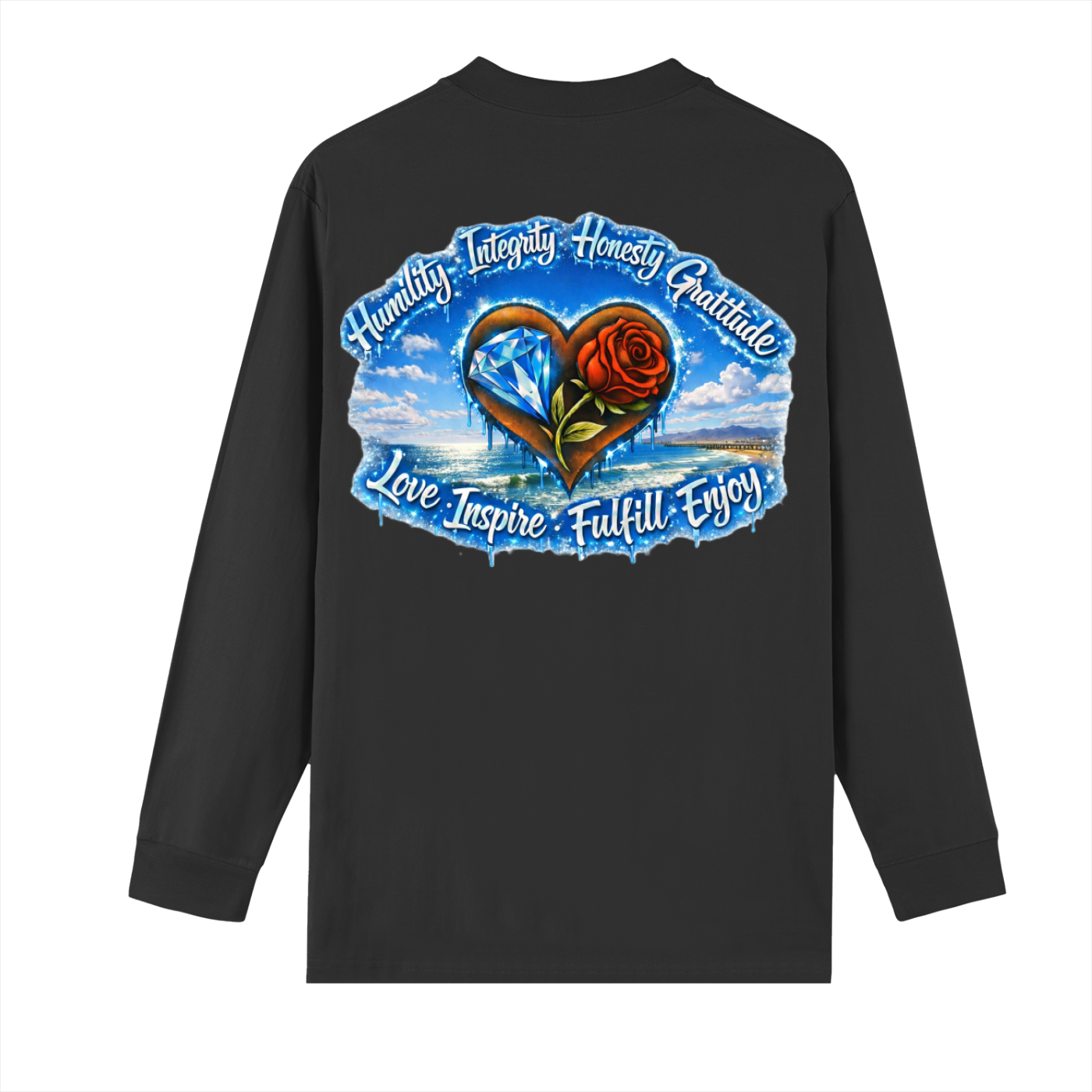 Cold blue lettering Long sleeve