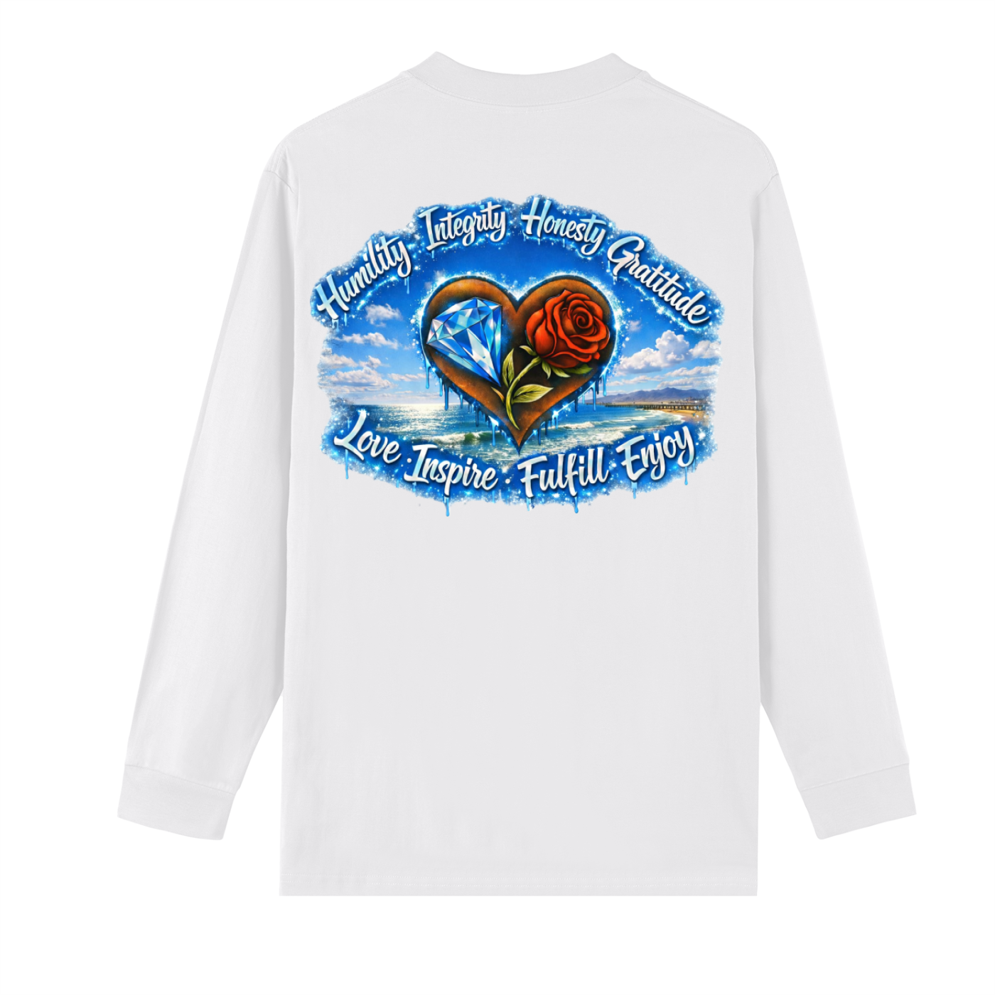 Cold blue lettering Long sleeve